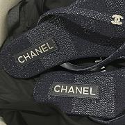 Fortok Chanel Jacquard Dark Blue Denim Flip-flops - 4