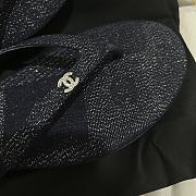 Fortok Chanel Jacquard Dark Blue Denim Flip-flops - 3