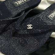 Fortok Chanel Jacquard Dark Blue Denim Flip-flops - 2