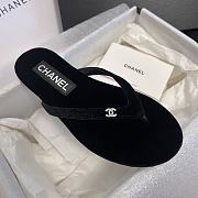 Fortok Chanel Jacquard Black Denim Flip-flops - 4