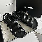 Fortok Chanel Triple Strap Sandals in Black - 3