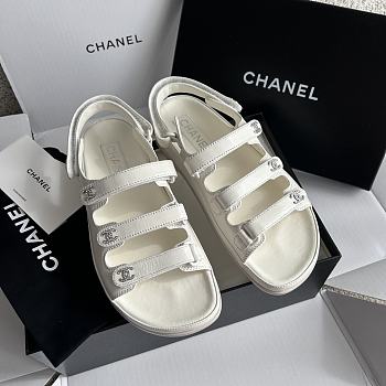 Fortok Chanel Triple Strap Sandals in White