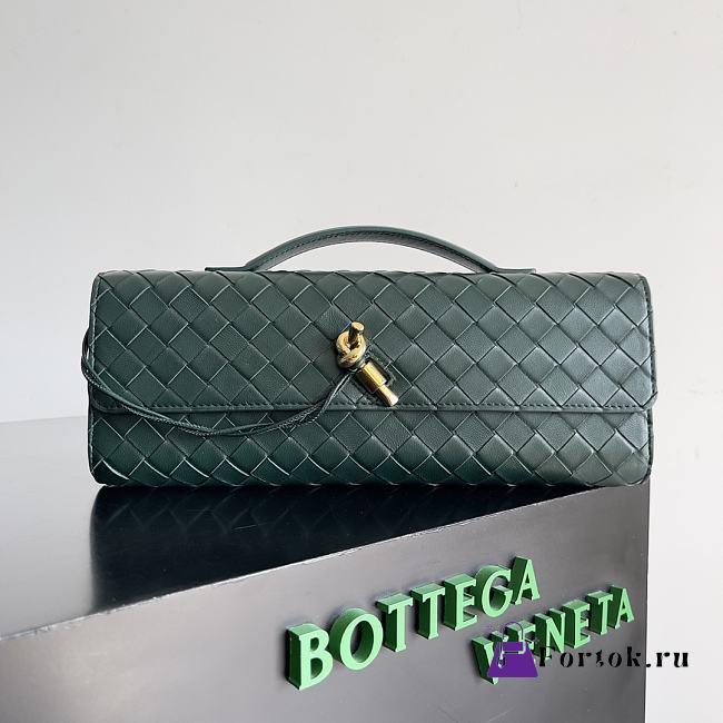 Fortok Bottega Veneta Long Clutch Andiamo Emerald Green 741511 31x13x3cm   - 1