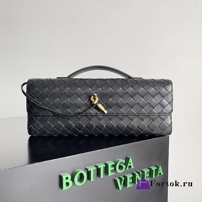 Fortok Bottega Veneta Long Clutch Andiamo Black 741511 31x13x3cm - 1