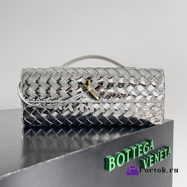 Fortok Bottega Veneta Long Clutch Andiamo Silver 741511 31x13x3cm - 1
