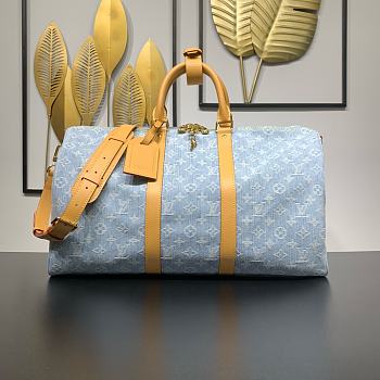 Fortok Louis Vuitton Keepall Bandoulière 45 Bag Sky Blue Denim M25334 45x27x20cm 