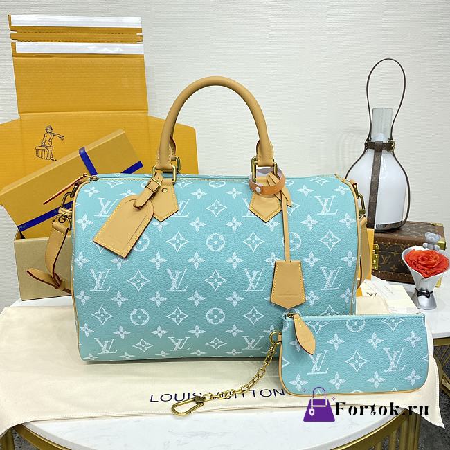 Fortok Louis Vuitton Speedy P9 Bandoulière 40 Bag Light Blue 40x26x23cm - 1