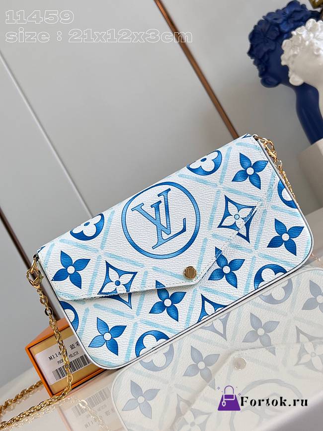 Fortok Louis Vuitton Félicie Pochette Bag Lagoon Blue M11459 21x12x3cm - 1