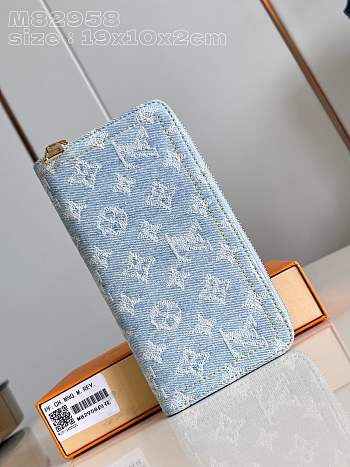 Fortok Louis Vuitton Zippy Wallet Sky Blue Denim M82958 19x10.5x1.5cm