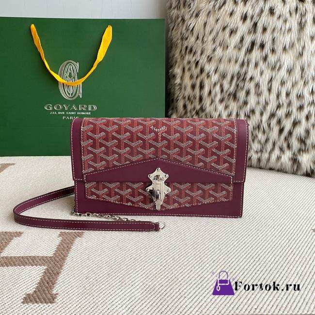 Fortok Goyard Duchess Marie-Caroline Handbag Burgundy 25x15x6.5cm - 1