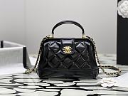 Fortok Chanel Mini Bag With Handle Shiny Black Lambskin AS4958 12×18×7cm - 1