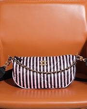 Fortok Chanel Hobo Bag Printed Fabric & Gold Metal Pink & Black AS4698 16x30x10cm - 1
