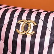 Fortok Chanel Hobo Bag Printed Fabric & Gold Metal Pink & Black AS4698 16x30x10cm - 6