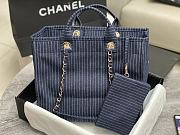 Fortok Chanel Blue Denim Canvas Shopping Bag 38x32x18cm - 6