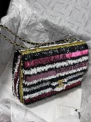 Fortok Chanel 22S Black Gold Sequin Bag CF 20cm - 6