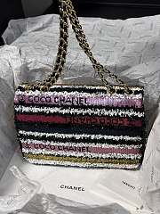 Fortok Chanel 22S Black Gold Sequin Bag CF 20cm - 2