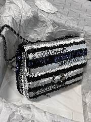 Fortok Chanel 22S Black Silver Sequin Bag CF 20cm - 6