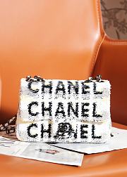 Fortok Chanel 24S Black & White Sequins Bag With Logo 20cm - 1