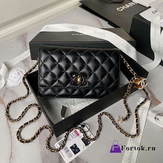 Fortok Chanel 24P Woc Flap Bag Black With Colorful Buckles AP3938 19cm - 1