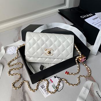 Fortok Chanel 24P Woc Flap Bag White With Colorful Buckles AP3938 19cm