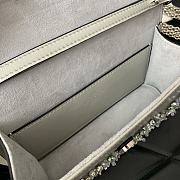 Fortok Valentino Garavani Mini Loco 3D Embroidered Grey Bag With Swarovski Crystals 19x10.5x5cm - 5