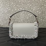 Fortok Valentino Garavani Mini Loco 3D Embroidered Grey Bag With Swarovski Crystals 19x10.5x5cm - 4