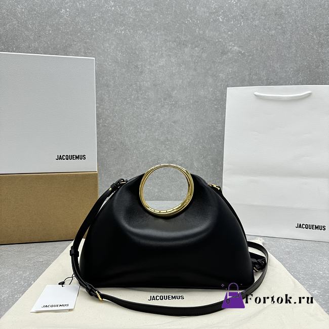 Fortok Jacquemus Les Sculptures Ring Handbag Black 33x14x25cm - 1