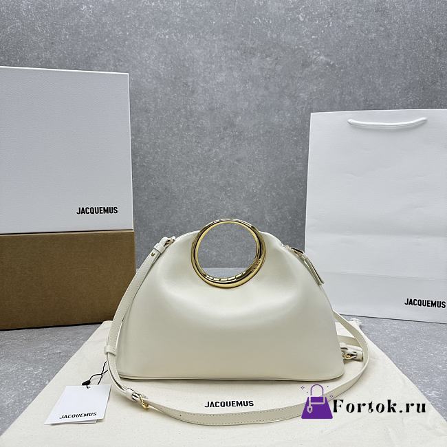Fortok Jacquemus Les Sculptures Ring Handbag White 33x14x25cm - 1