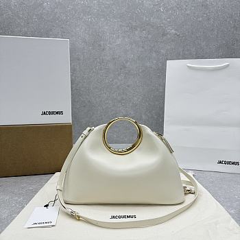 Fortok Jacquemus Les Sculptures Ring Handbag White 33x14x25cm