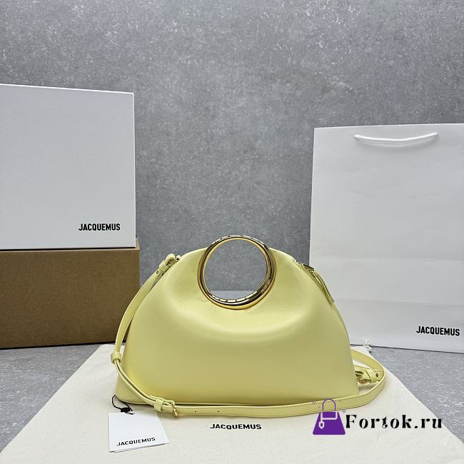 Fortok Jacquemus Les Sculptures Ring Handbag Yellow 33x14x25cm - 1