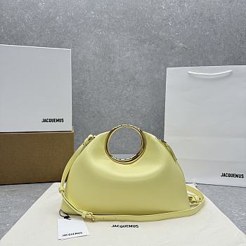 Fortok Jacquemus Les Sculptures Ring Handbag Yellow 33x14x25cm