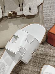 Fortok Fortok Hermes White Smooth Leather Sandals  - 6