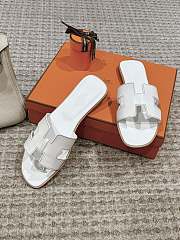 Fortok Fortok Hermes White Smooth Leather Sandals  - 5
