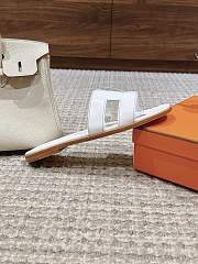 Fortok Fortok Hermes White Smooth Leather Sandals  - 4