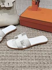 Fortok Fortok Hermes White Smooth Leather Sandals  - 3