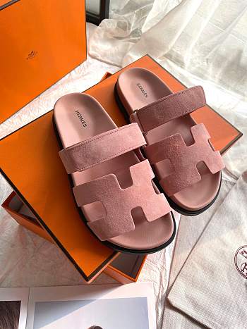 Fortok Hermes Chypre Sandals Light Pink Suede