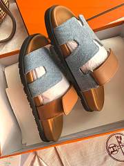 Fortok Hermes Chypre Sandal Denim Gold Calfskin  - 2