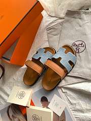 Fortok Hermes Chypre Sandal Denim Gold Calfskin  - 4