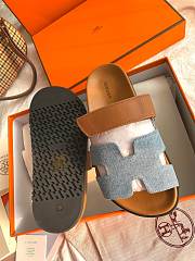 Fortok Hermes Chypre Sandal Denim Gold Calfskin  - 5