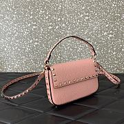 Fortok Valentino Rockstud Small Leather Crossbody Bag Light Pink 19x12x3cm - 3