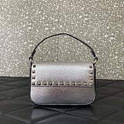 Fortok Valentino Rockstud Small Leather Crossbody Bag Silver 19x12x3cm - 1