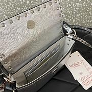 Fortok Valentino Rockstud Small Leather Crossbody Bag Silver 19x12x3cm - 5