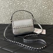 Fortok Valentino Rockstud Small Leather Crossbody Bag Silver 19x12x3cm - 4