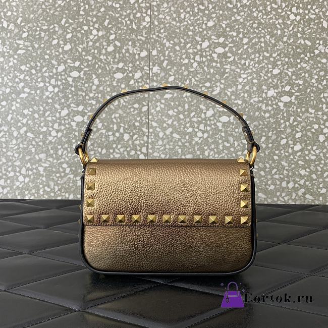 Fortok Valentino Rockstud Small Leather Crossbody Bag Gold 19x12x3cm - 1