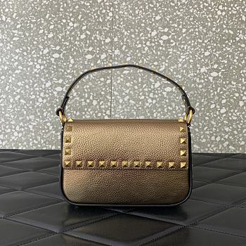 Fortok Valentino Rockstud Small Leather Crossbody Bag Gold 19x12x3cm