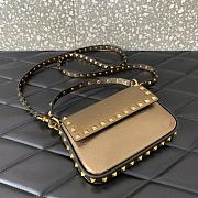 Fortok Valentino Rockstud Small Leather Crossbody Bag Gold 19x12x3cm - 6