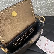 Fortok Valentino Rockstud Small Leather Crossbody Bag Gold 19x12x3cm - 4