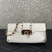 Fortok Valentino Garavani Rockstud Brushed-leather Shoulder Bag White 26x13x7cm - 1