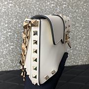 Fortok Valentino Garavani Rockstud Brushed-leather Shoulder Bag White 26x13x7cm - 6