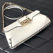 Fortok Valentino Garavani Rockstud Brushed-leather Shoulder Bag White 26x13x7cm - 4